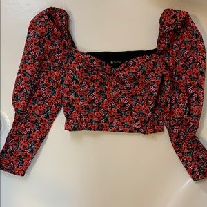 Zara flower PUFF SLEEVED top